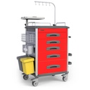 TASK MEDICAL PREMIUM EMERGENCY TROLLEY 5 DRAWERS DEFIB SHELD IV POLE & ACCESSORIES 70(W)X48(D)X97(H)CM EACH