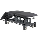 PACFIC MEDICAL STEALTH HI-LO EXAMINATION COUCH, 3 SECTION, 1 MOTOR, FOOT CONTROL BAR, BLACK FRAME & UPHOLSTERY