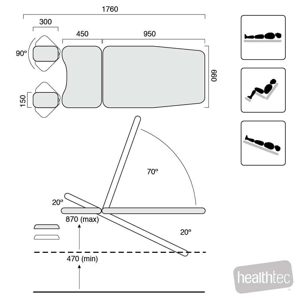 HEALTHTEC EVO GYNAE EXAMINATION TABLE, ELECTRIC BACK REST & SEAT LIFT