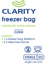 CLARITY STERILE FREEZER BAGS WITH 2 ELASTIC BANDS - 100