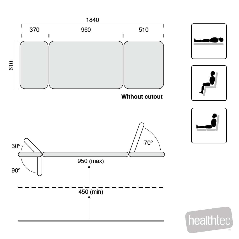 LYNX ULTRASOUND EXAMINATION TABLE (610wide) 3 SECTION 1 MOTOR