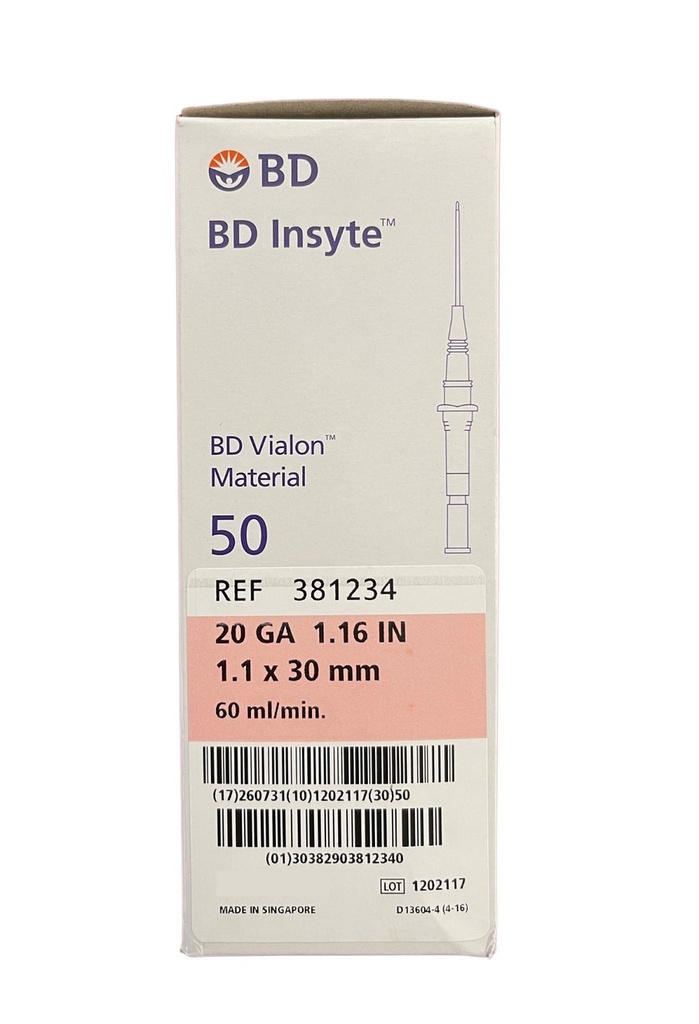 BD INSYTE VIALON IV CANNULA 20G X 1.16" - 50