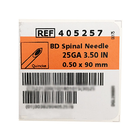 BD YALE QUINCKE POINT SPINAL NEEDLE WITHOUT INTRODUCER 25G x 3.5"(BLUE) - 25