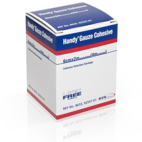HANDYGAUZE COHESIVE BANDAGE WHITE 6CMx2M (2M UNSTRETCHED, 4M STRETCHED) 8633 EACH