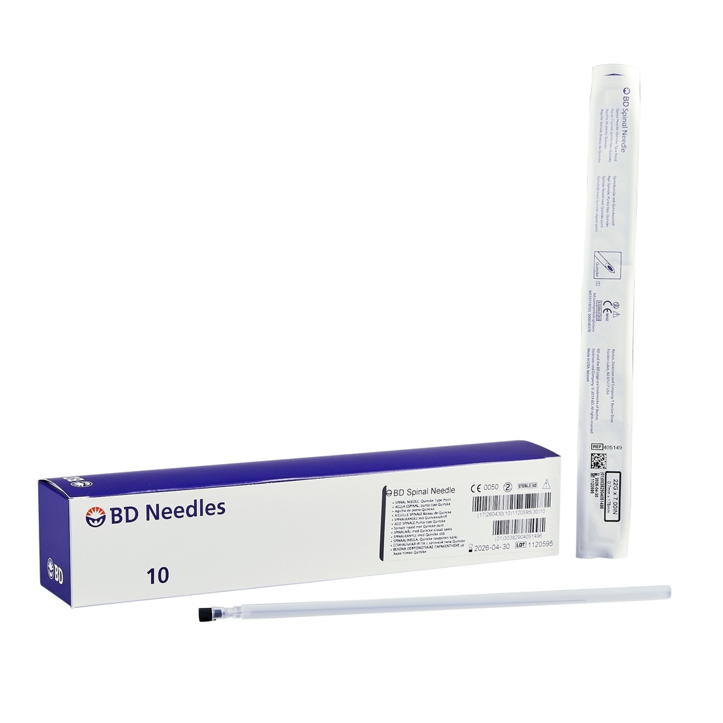 BD SPINAL NEEDLE QUINCKE 22G X 7"(177mm)- 10 (405149)(400367)