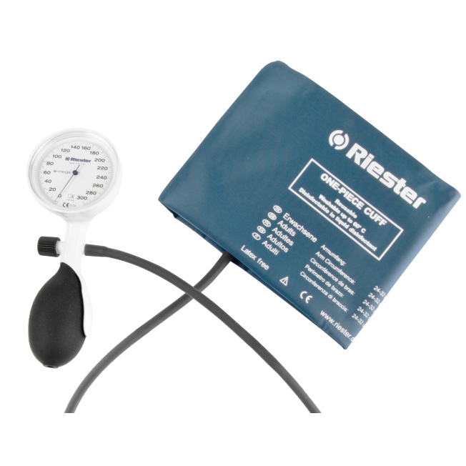 RIESTER E-MEGA SPHYGMOMANOMETER (RI.1370-150LF) WHITE FACE SINGLE TUBE ADULT CUFF-WHITE