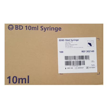 BD SYRINGE 10ML LUER LOCK - 100 (302149)