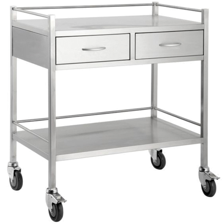 TASK STAINLESS STEEL TROLLEY 2 DRAW 80(W) X 50(D) X 90(H) CM