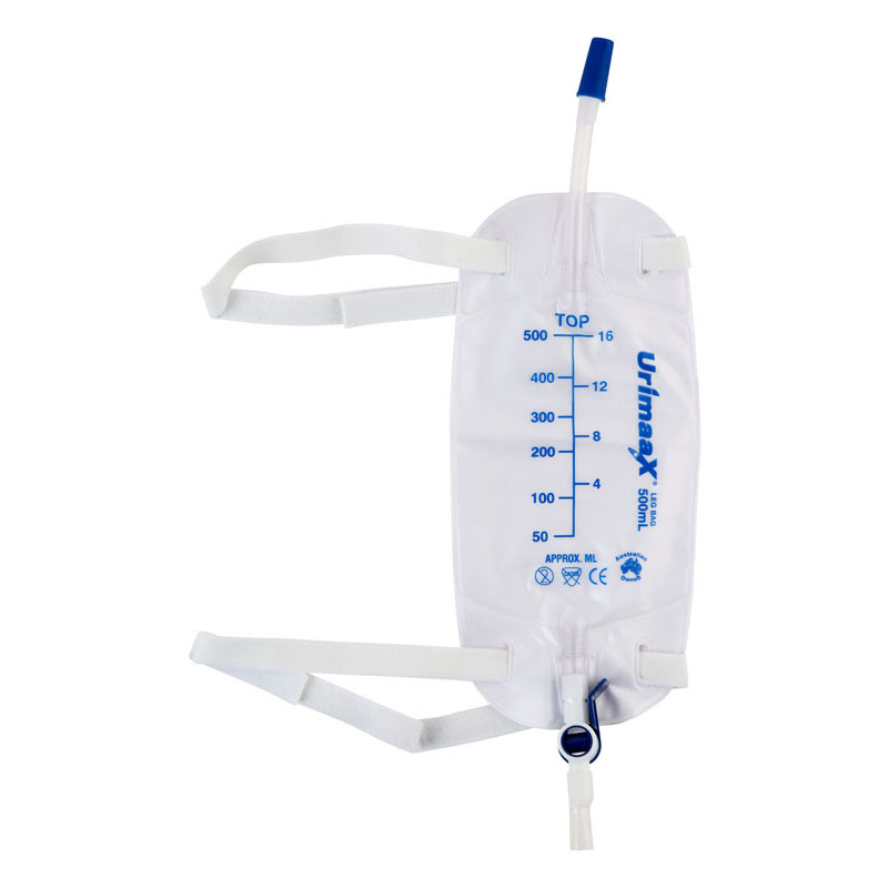 URINE LEG BAG 500ml 30cm TUBE (100-1304) - Box of 20