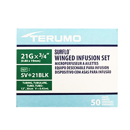 TERUMO SURFLO WINGED INFUSION SET 21G LONG - 50 (3SV*21BLK)