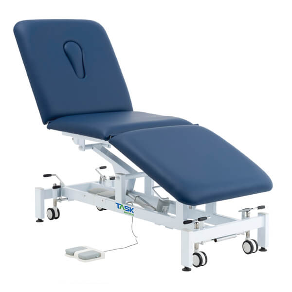 TASK MEDICAL HI-LO EXAMINATION COUCH 3 SECTION 1 MOTOR 70CM WIDE NAVY BLUE + FREE VINYL COVER