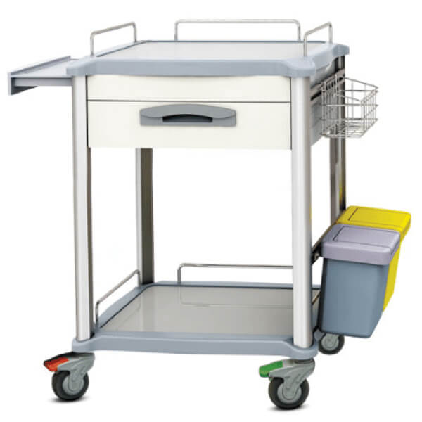 TASK MEDICAL TREATMENT TROLLEY 1 DRAWER WHITE 70X48X90CM