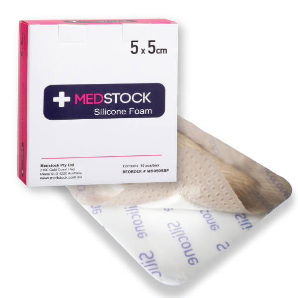 MEDSTOCK SILICONE FOAM DRESSING 5X5CM MS0505SF BOX-10