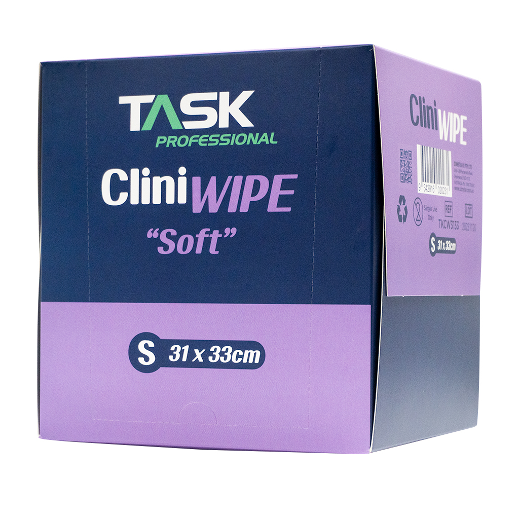 TASK PROFESSIONAL CLINI MUTIPURPOSE WIPES SOFT 31 x 33 CM - BOX OF 100