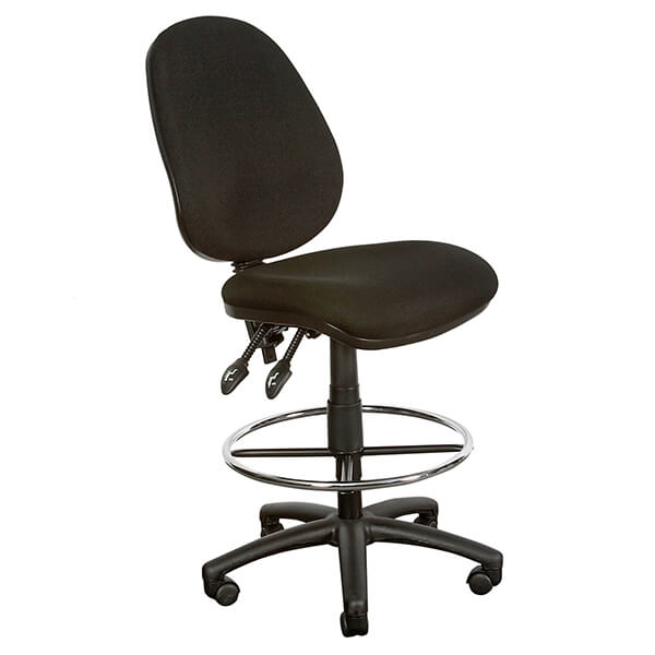 OFFICE DRAFTING CHAIR FABRIC, BLACK, HIGH BACK, 3 LEVER, 135KG RATING YS08D EACH