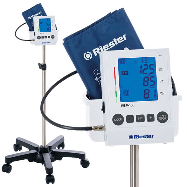 RIESTER RBP-100 DIGITAL BP MONITOR FLOOR / MOBILE MODEL WITH ADULT & OBESE CUFF RI.1741 EACH