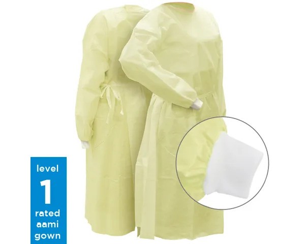 SAFEWEAR SMS ISOLATION GOWN AAMI LEVEL 1 REGULAR YELLOW - Box of 50