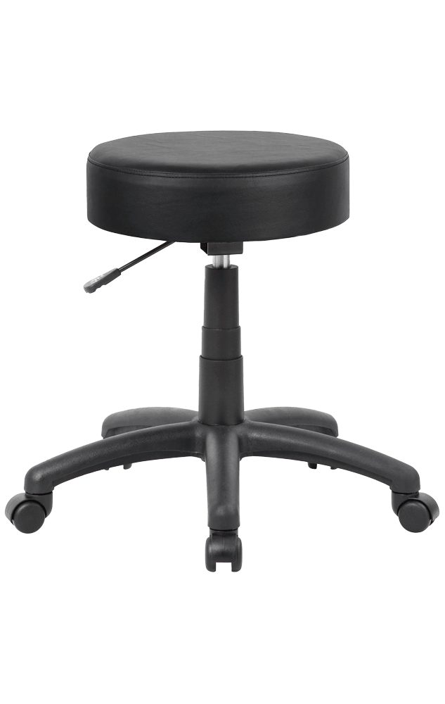 SURGEONS STOOL, PU LEATHER, ADJUSTABLE SEAT HEIGHT, PLASTIC BASE, 120KG RATING BLACK (YS119)