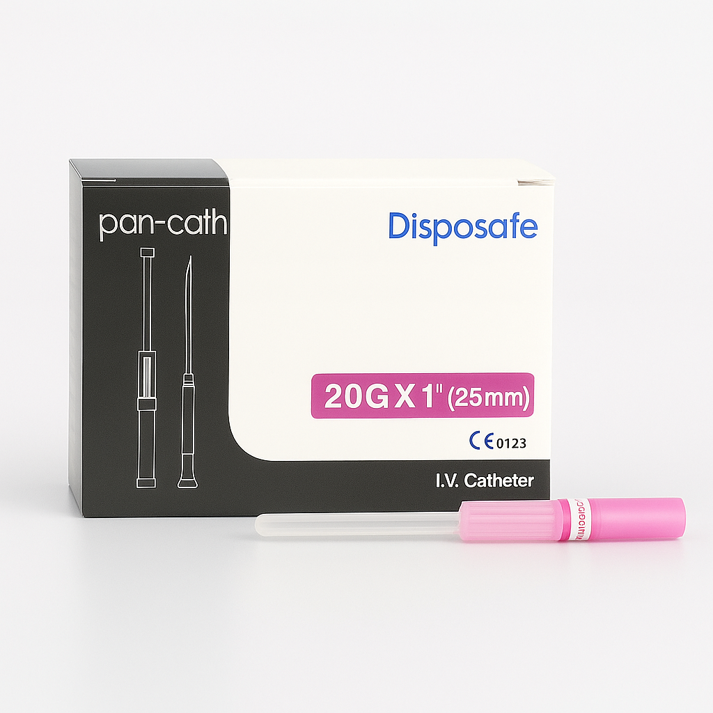 DISPOSAFE IV CANNULA 20G X 1" (25mm) - Box of 50