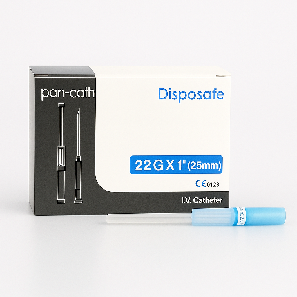 DISPOSAFE IV CANNULA 22G X 1" (25mm) - Box of 50