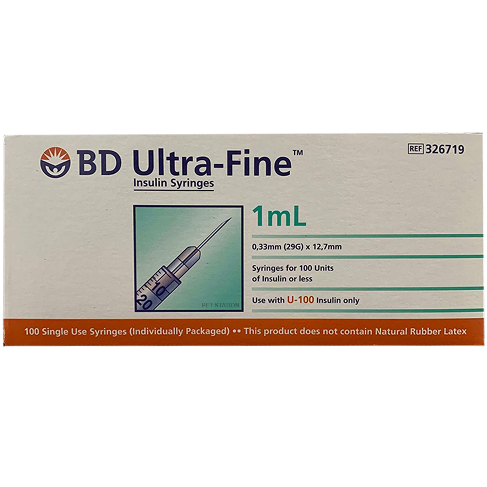 BD INSULIN SYRINGE 1ML WITH 29Gx13MM (.5") NEEDLE - Box of 100 (326719)