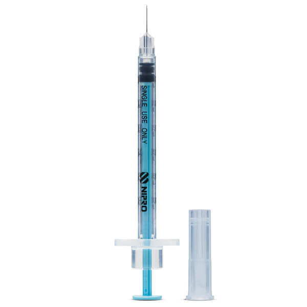 NIPRO PRECISION SYRINGE .3ML WITH 31G X 8MM (5/16") NEEDLE, BLUE PLUNGER I-S03BT3108BP-ECE BOX-100