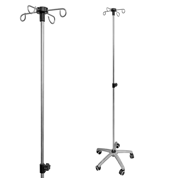 TASK MEDICAL IV/DRIP STAND STAINLESS STEEL 4 HOOKS