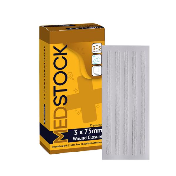 MEDSTOCK SKIN CLOSURE STRIPS 3MM x 75MM MS3WC - Box of 50