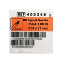 BD YALE QUINCKE POINT SPINAL NEEDLE WITHOUT INTRODUCER 25G X 3in (0.5mmx75mm) - 25 (405246)