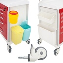 TASK EMERGENCY TROLLEY RED 5 DRAWER CENTRAL LOCKING, DEFIB SHELF, IV POLE & ACCESSORIES 63(W)x48(D)x95(H)CM