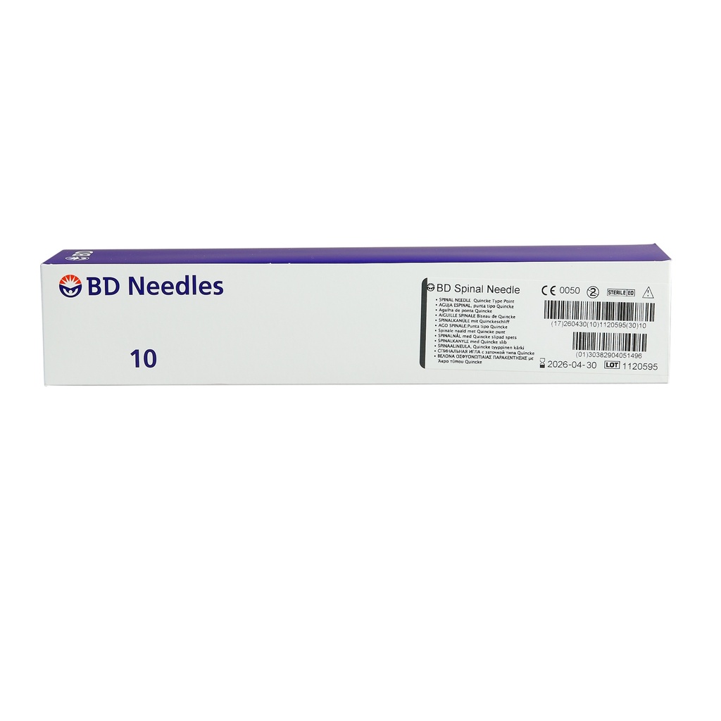 BD SPINAL NEEDLE QUINCKE 22G X 7"(177mm)- 10 (405149)(400367)
