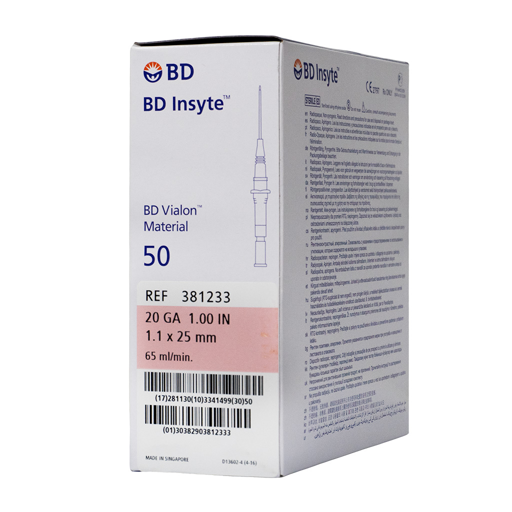 BD INSYTE IV CANNULA 20G X 1"- 50