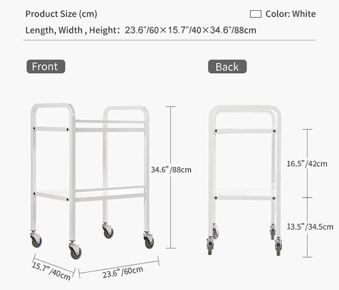 Task Powder Coated Utility Trolley 2 Shelves No Drawer