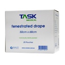 TASK MEDICAL STERILE FENESTRATED DRAPE 50X68CM, 4 POLY LINES, 10CM DIAMETER OPENING - 20