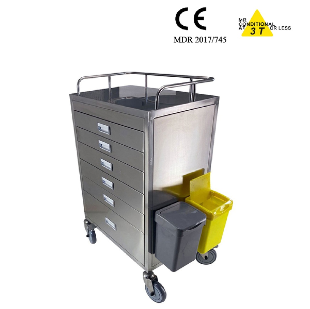 TASK MRI/MR SAFE TROLLEY 6 DRAWERS