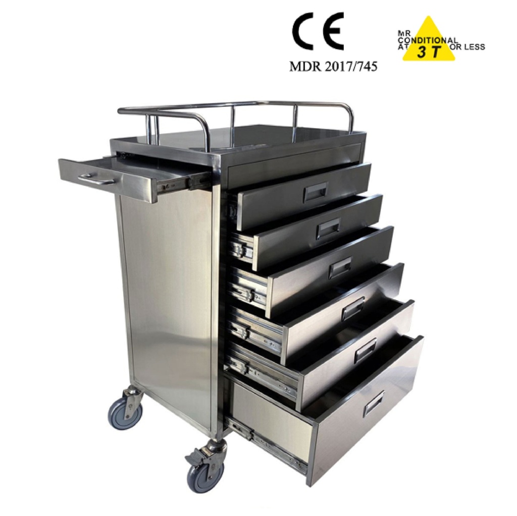 TASK MRI/MR SAFE TROLLEY 6 DRAWERS