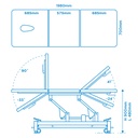 TASK MEDICAL HI-LO EXAMINATION COUCH 3 SECTION, 1 MOTOR WITH FOOT CONTROL BAR 70CM WIDE NAVY BLUE