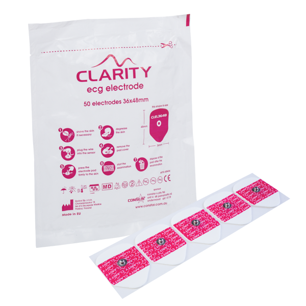 CLARITY ECG ELECTRODE 36X48 MM - 50