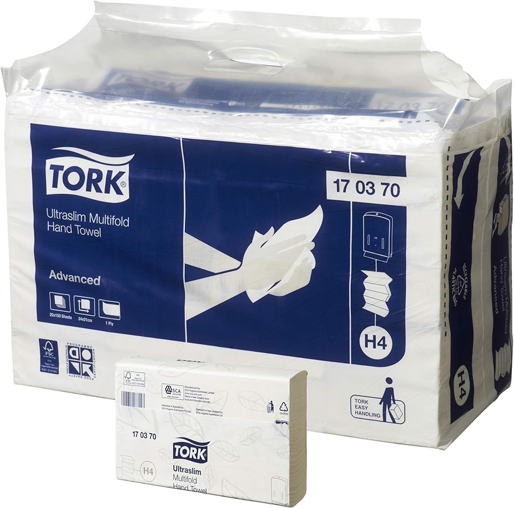 TORK ULTRASLIM MULTIFOLD HAND TOWEL 24 x 21CM (170375) - 2400