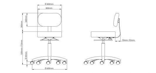 WINBEX CLASSIC ROUND STOOL WITH BACKREST AND 360° CONTROL RING