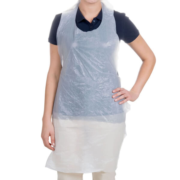 DISPOSABLE KNEE LENGTH PLASTIC APRON 71X130CM - 10