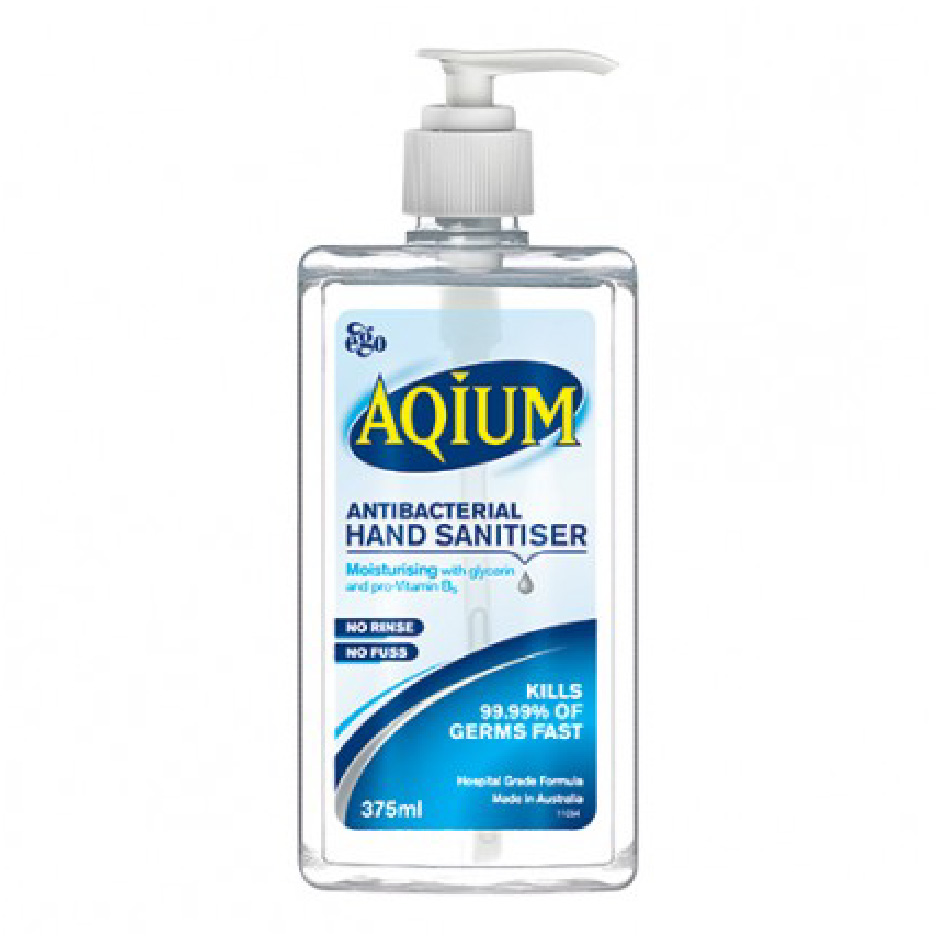 AQIUM HAND SANITISER GEL PUMP PACK 375ML