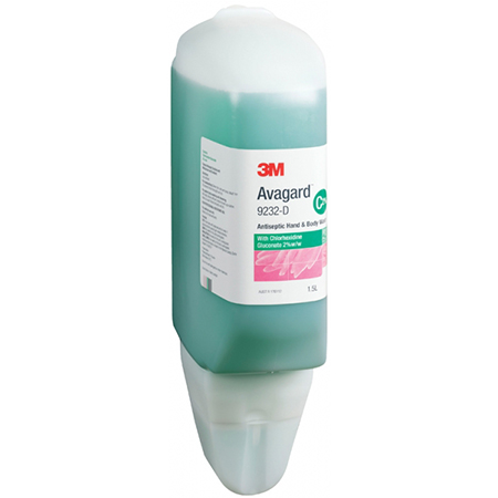 3M AVAGARD 2% CHLORHEXIDINE GLUCONATE (GREEN) ANTISEPTIC HAND & BODY WASH 1.5 LITRE 9232-D EACH