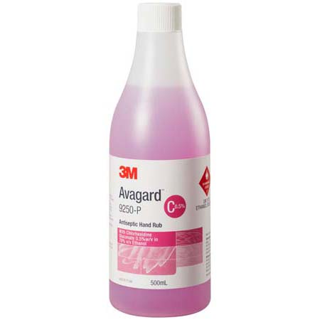 3M AVAGARD ANTISEPTIC HAND RUB 0.5% CHLORHEXIDINE - 500ML (9250P) EACH