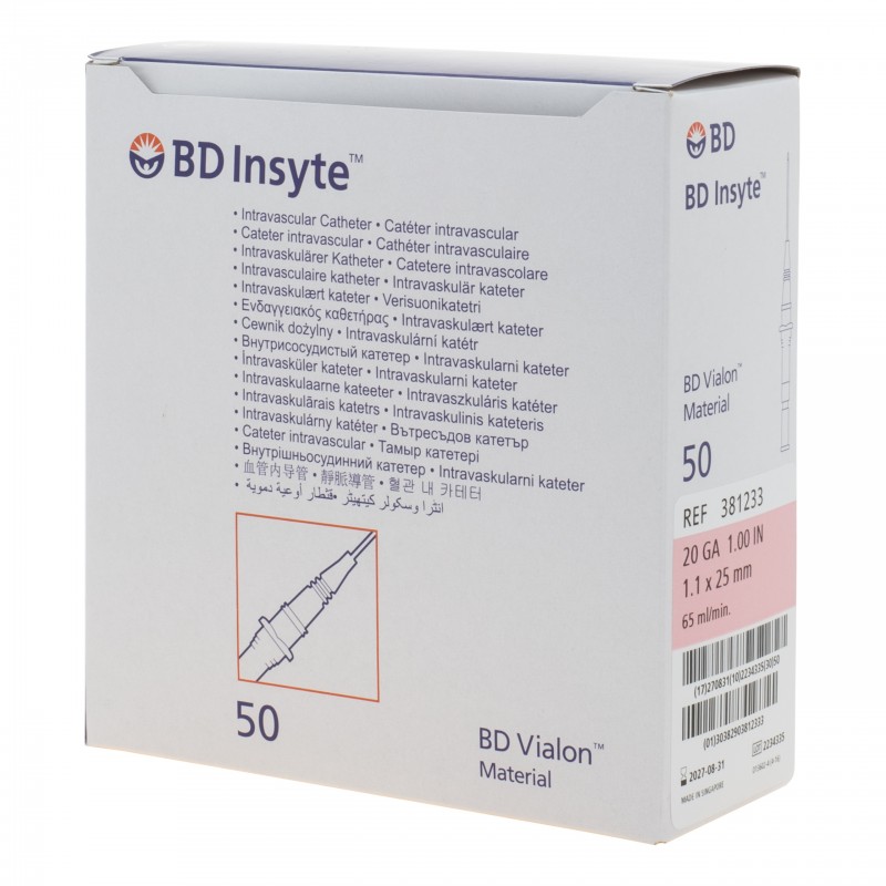 BD INSYTE IV CANNULA 20G X 1"- 50