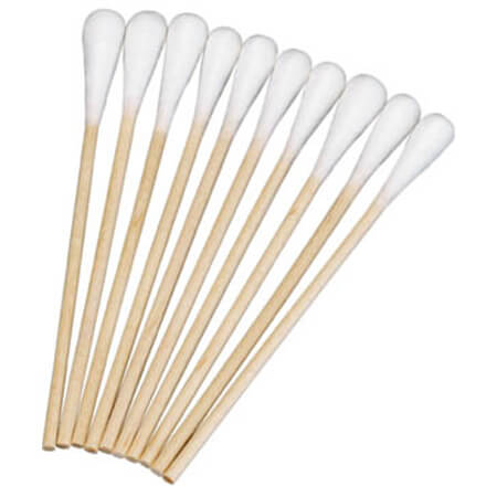 COTTON TIPS APPLICATOR NON STERILE 15CM SINGLE ENDED WOODEN STEM - 100 (CTA004)