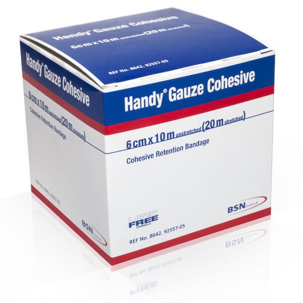 HANDY GAUZE COHESIVE BANDAGE WHITE 6CMx10M ROLL (8642)