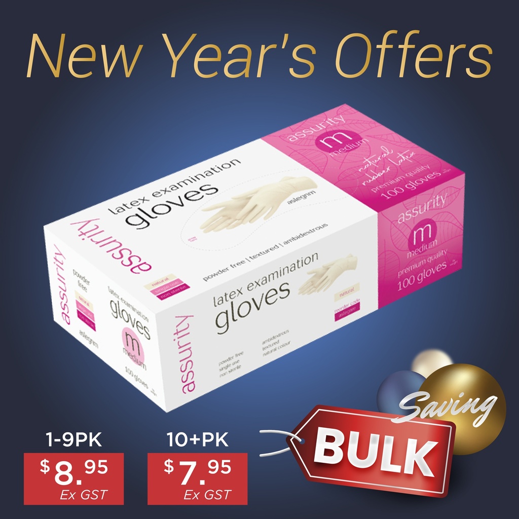 ASSURITY NATURAL LATEX EXAM GLOVE POWDER FREE MEDIUM - 100