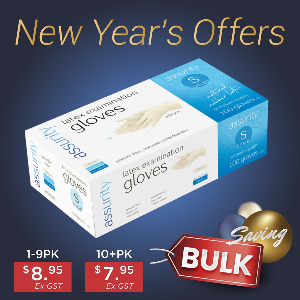 ASSURITY NATURAL LATEX EXAM GLOVE POWDER FREE SMALL - 100