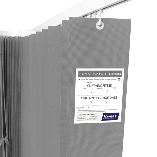 HAINES ANTIBACTERIAL DISPOSABLE CURTAIN GREY 4.5M X 2M - Carton of 8 (DC45GY)